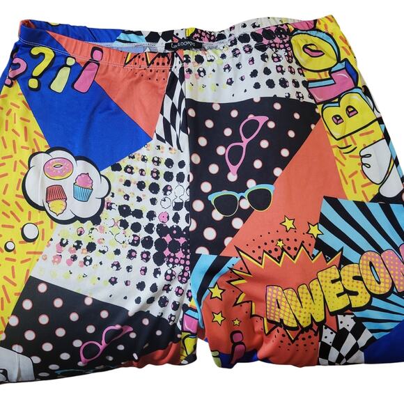 Graphic novelty print comic book plants fit and flare bootleg boot cut trendy - Picture 7 of 12